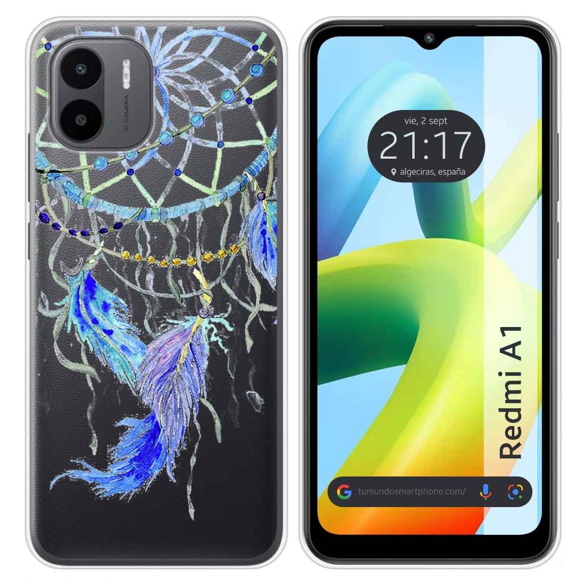 Funda Silicona Transparente para Xiaomi Redmi A1 diseño Plumas Dibujos