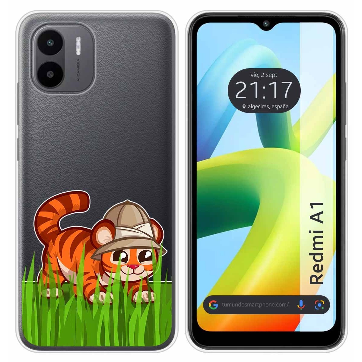 Funda Silicona Transparente para Xiaomi Redmi A1 diseño Tigre Dibujos