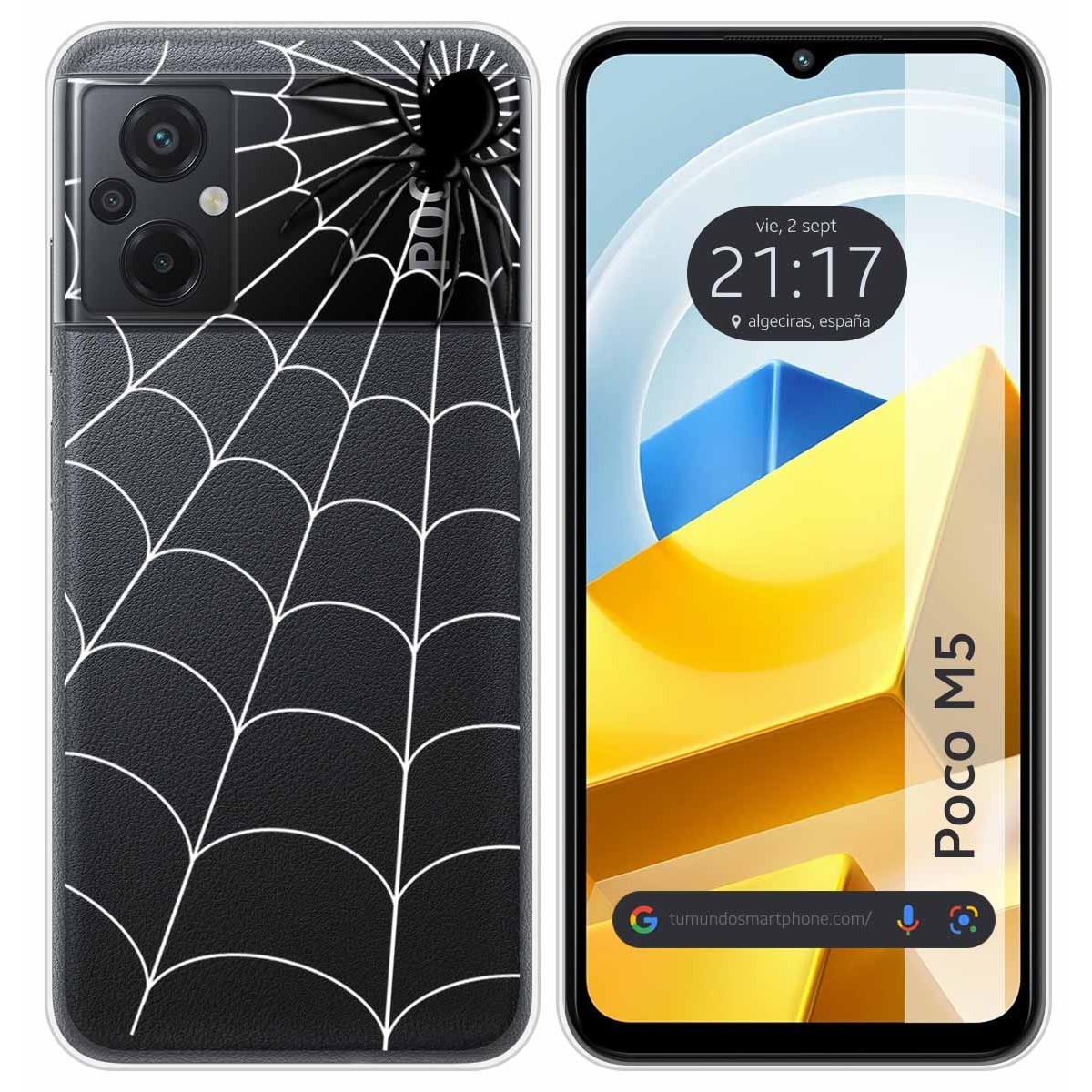 Funda Silicona Transparente para Xiaomi POCO M5 diseño Araña Dibujos