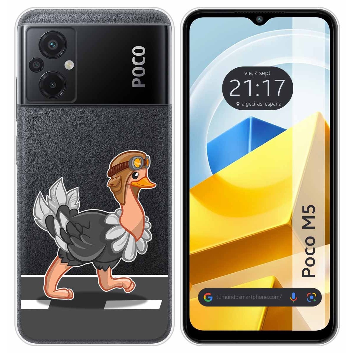 Funda Silicona Transparente para Xiaomi POCO M5 diseño Avestruz Dibujos
