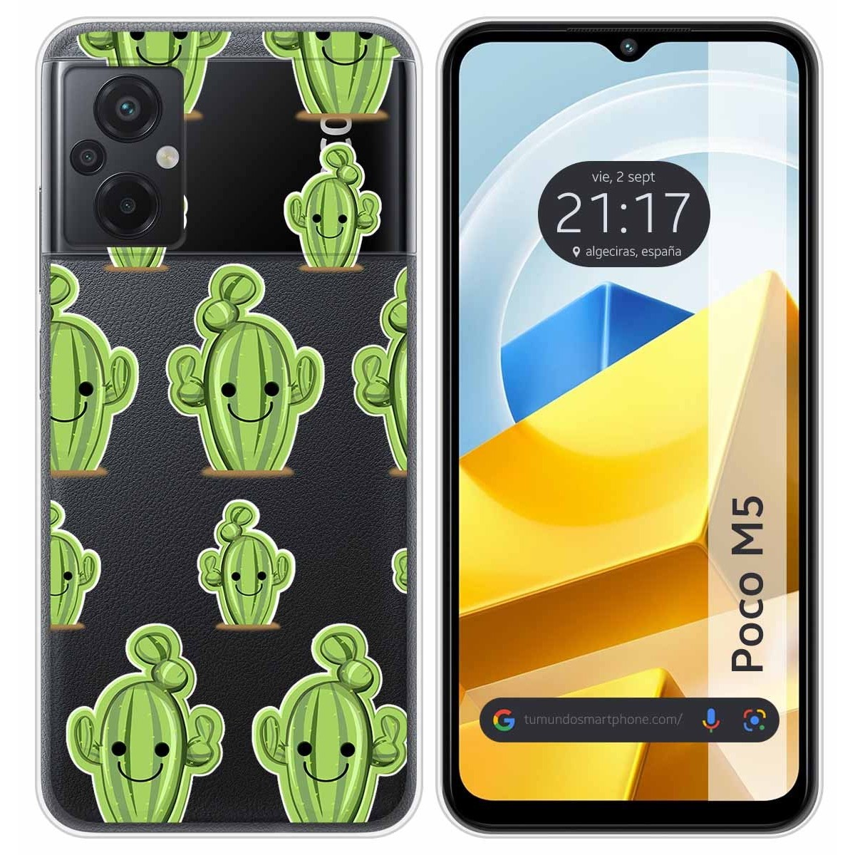 Funda Silicona Transparente para Xiaomi POCO M5 diseño Cactus Dibujos