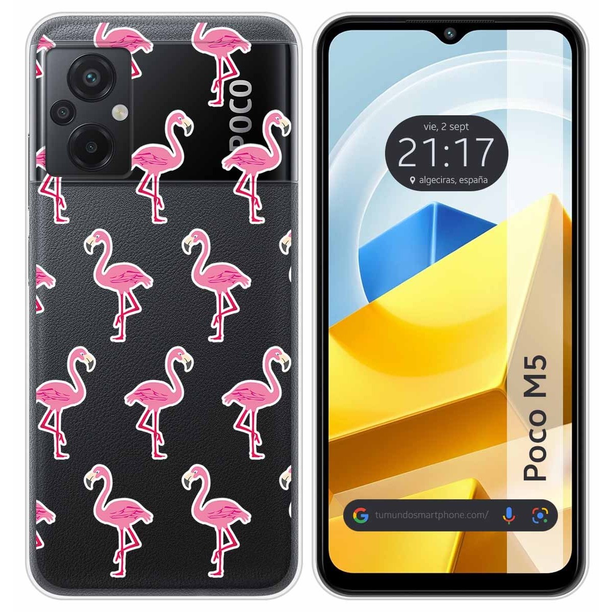 Funda Silicona Transparente para Xiaomi POCO M5 diseño Flamenco Dibujos