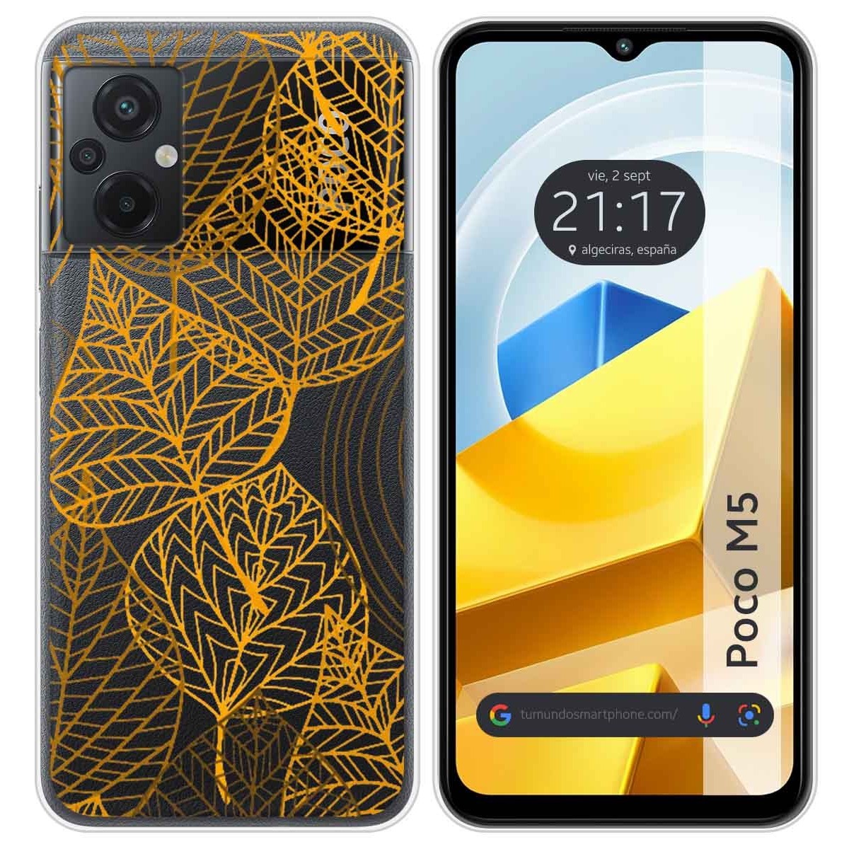 Funda Silicona Transparente para Xiaomi POCO M5 diseño Hojas Dibujos