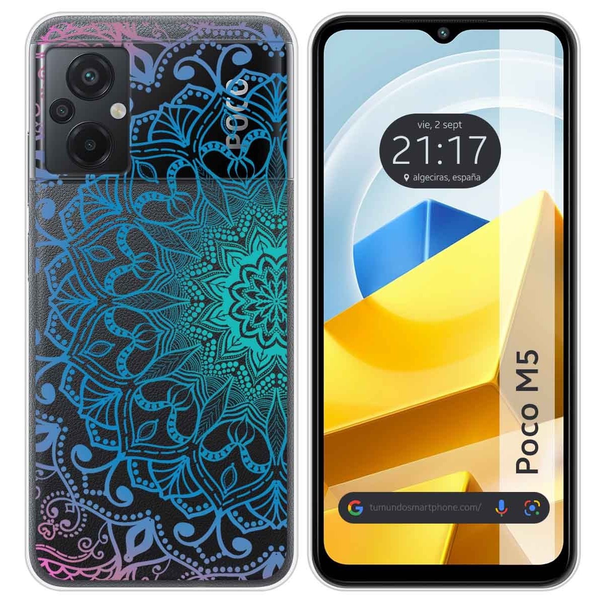 Funda Silicona Transparente para Xiaomi POCO M5 diseño Mandala Dibujos