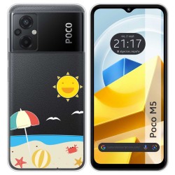 Funda Silicona Transparente para Xiaomi POCO M5 diseño Playa Dibujos