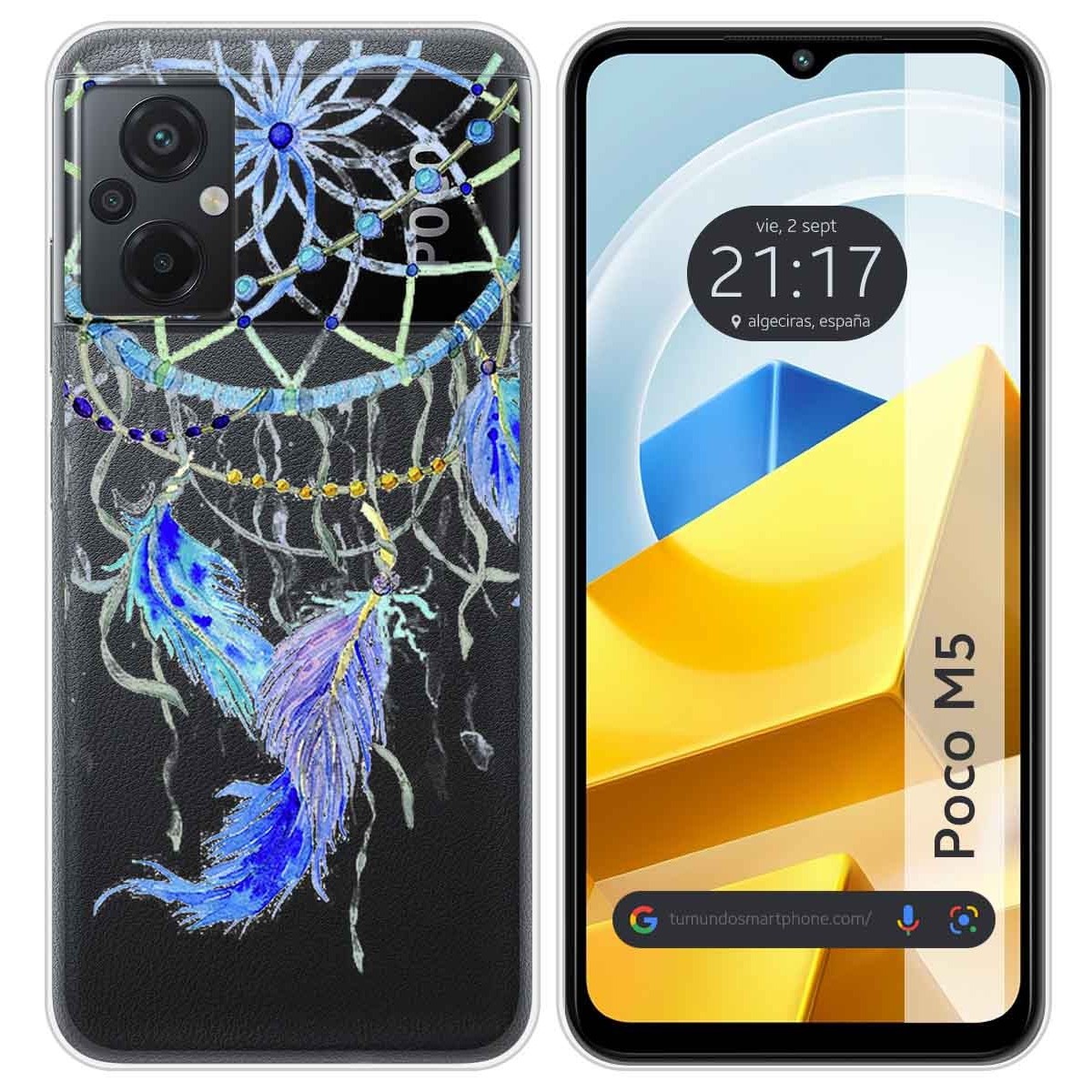 Funda Silicona Transparente para Xiaomi POCO M5 diseño Plumas Dibujos