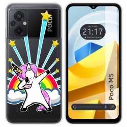Funda Silicona Transparente para Xiaomi POCO M5 diseño Unicornio Dibujos
