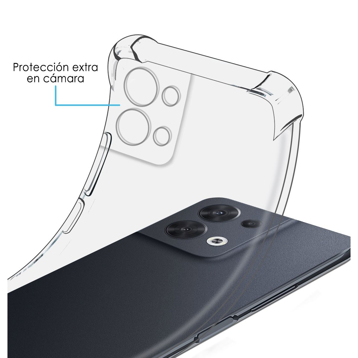 Funda Silicona Antigolpes Transparente para Oppo Reno 8 5G