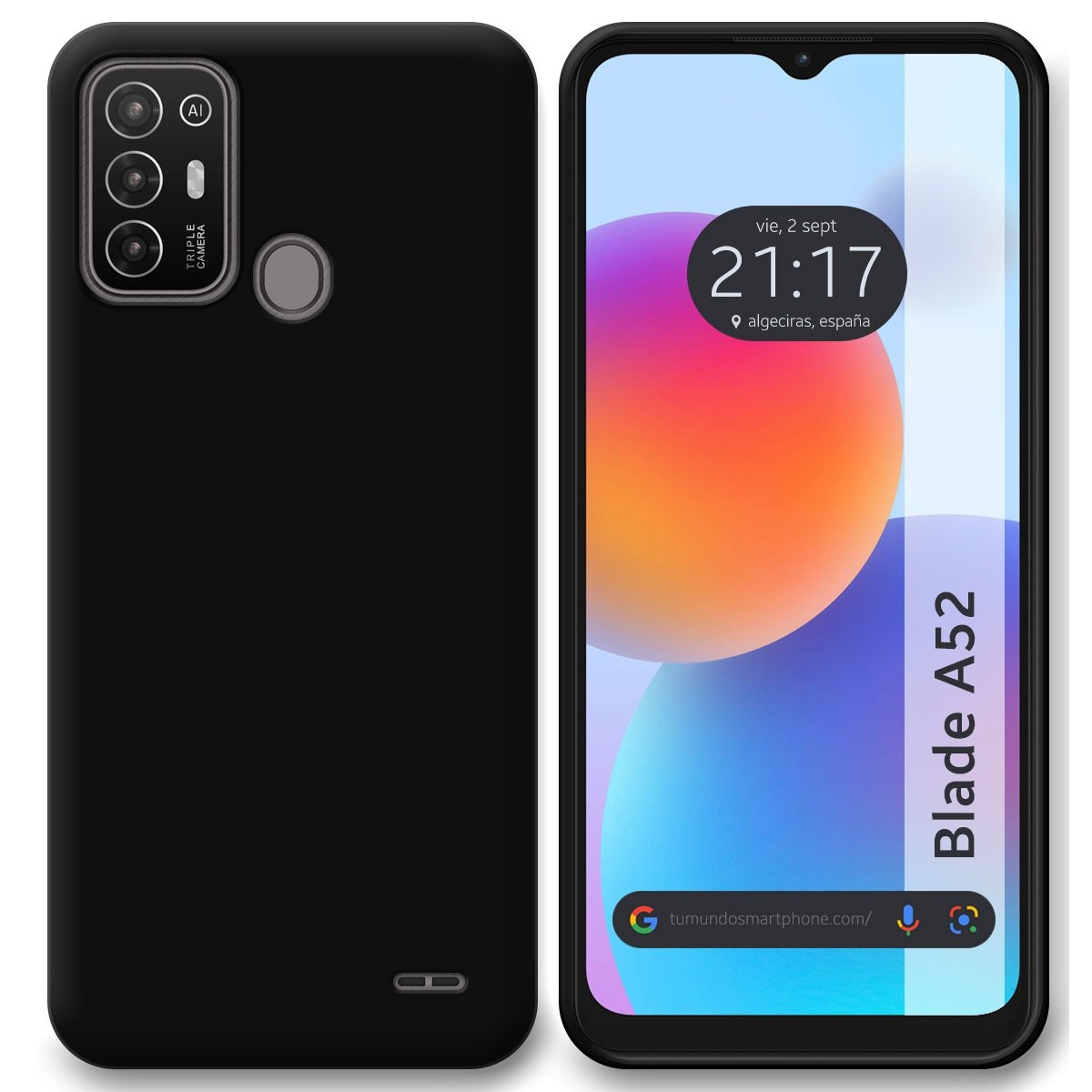 Funda Silicona Gel TPU Negra para ZTE Blade A52