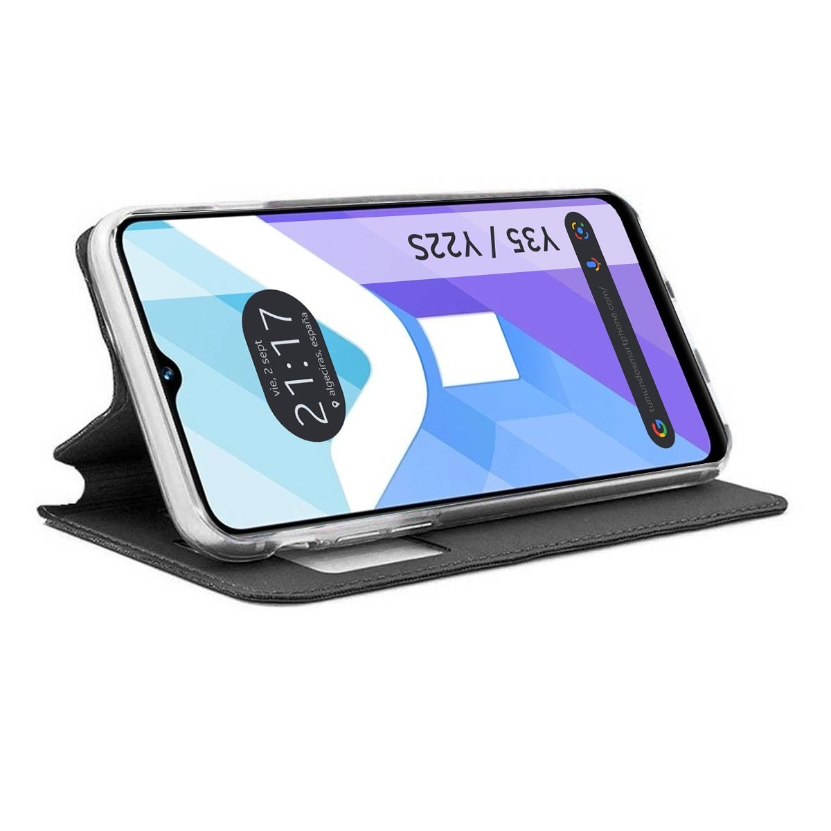 Funda Libro Soporte con Ventana para Vivo Y35 / Y22s color Negra