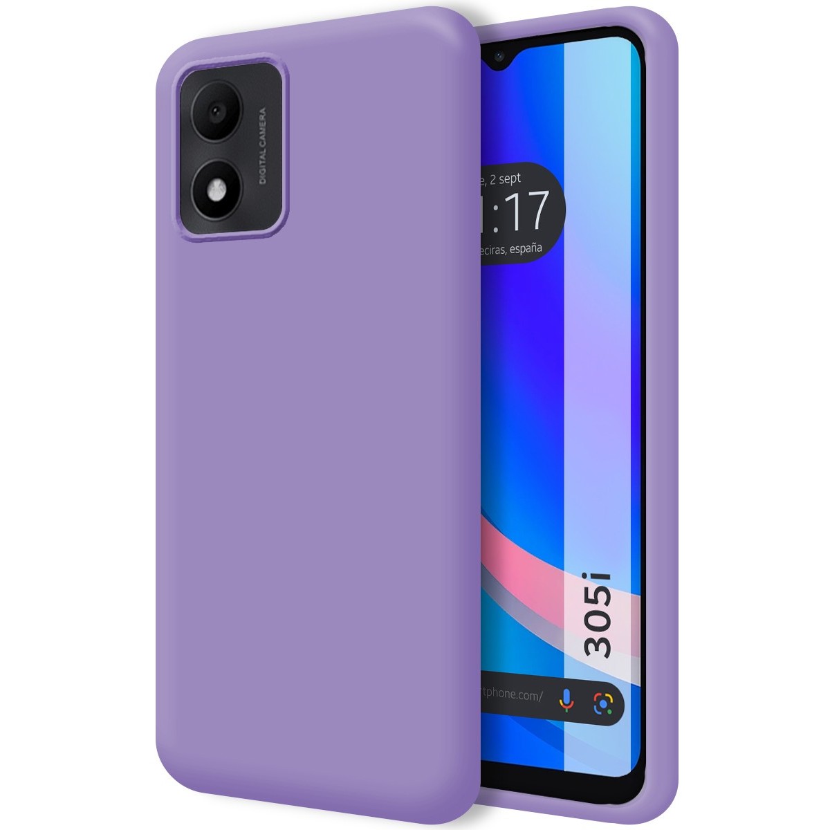 Funda Silicona Líquida Ultra Suave para TCL 305i color Morada