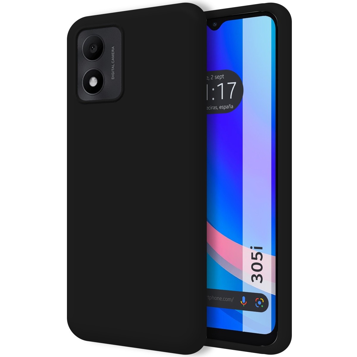 Funda Silicona Líquida Ultra Suave para TCL 305i color Negra