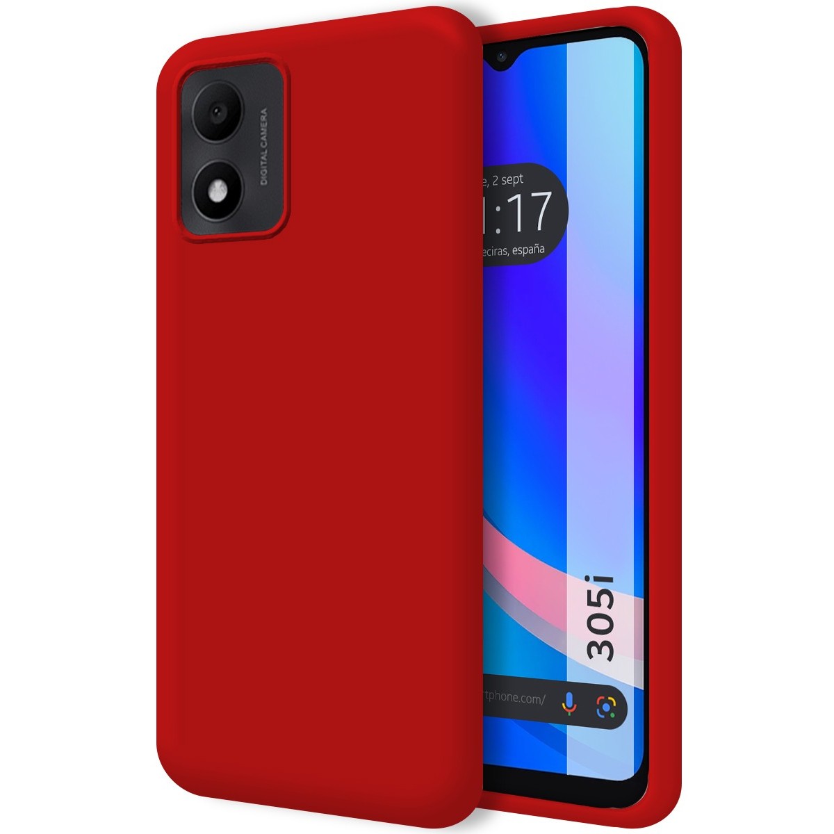 Funda Silicona Líquida Ultra Suave para TCL 305i color Roja