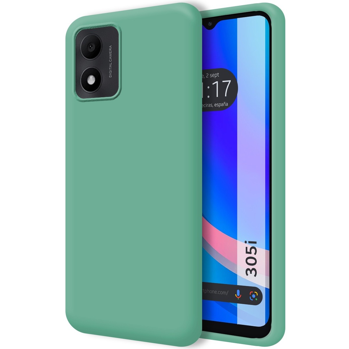 Funda Silicona Líquida Ultra Suave para TCL 305i color Verde