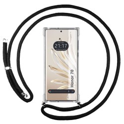 Funda Colgante Transparente para Huawei Honor 70 5G con Cordon Negro