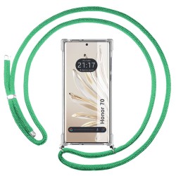 Funda Colgante Transparente para Huawei Honor 70 5G con Cordon Verde Agua