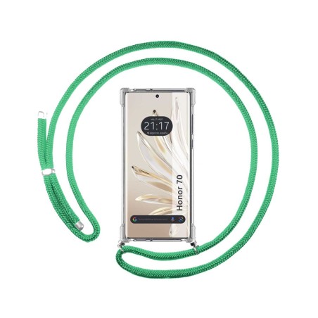 Funda Colgante Transparente para Huawei Honor 70 5G con Cordon Verde Agua