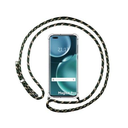 Funda Colgante Transparente para Huawei Honor Magic 4 Pro 5G con Cordon Verde / Dorado
