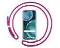 Funda Colgante Transparente para Huawei Honor Magic 4 Pro 5G con Cordon Rosa Fucsia