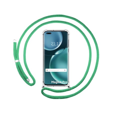 Funda Colgante Transparente para Huawei Honor Magic 4 Pro 5G con Cordon Verde Agua