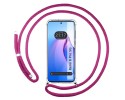 Funda Colgante Transparente para Oppo Reno 8 Pro 5G con Cordon Rosa Fucsia