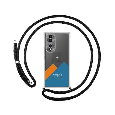 Personaliza tu Funda Colgante Transparente para Huawei Honor 70 5G con Cordon Negro Dibujo Personalizada