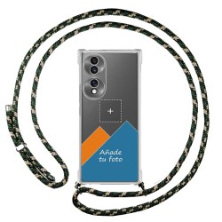 Personaliza tu Funda Colgante Transparente para Huawei Honor 70 5G con Cordon Verde / Dorado Dibujo Personalizada