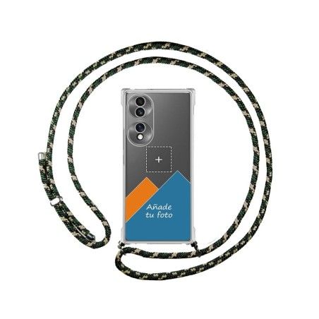Personaliza tu Funda Colgante Transparente para Huawei Honor 70 5G con Cordon Verde / Dorado Dibujo Personalizada