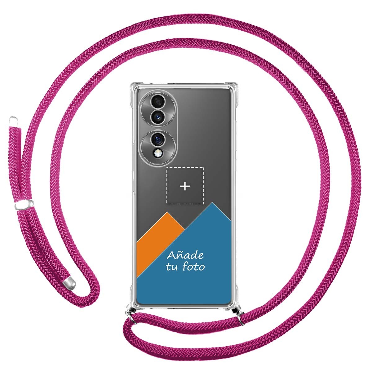 Personaliza tu Funda Colgante Transparente para Huawei Honor 70 5G con Cordon Rosa Fucsia Dibujo Personalizada