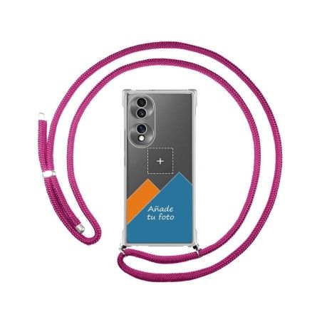 Personaliza tu Funda Colgante Transparente para Huawei Honor 70 5G con Cordon Rosa Fucsia Dibujo Personalizada