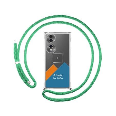 Personaliza tu Funda Colgante Transparente para Huawei Honor 70 5G con Cordon Verde Agua Dibujo Personalizada