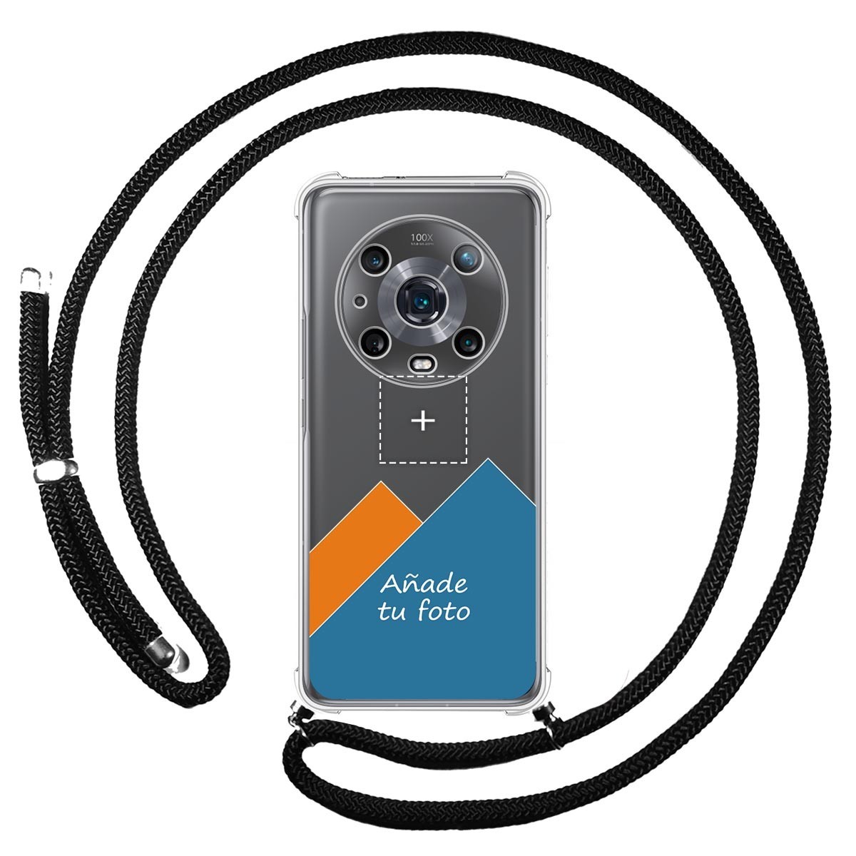 Personaliza tu Funda Colgante Transparente para Huawei Honor Magic 4 Pro 5G con Cordon Negro Dibujo Personalizada