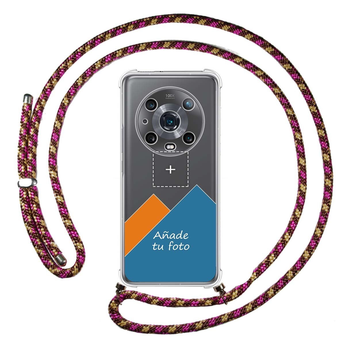 Personaliza tu Funda Colgante Transparente para Huawei Honor Magic 4 Pro 5G con Cordon Rosa / Dorado Dibujo Personalizada