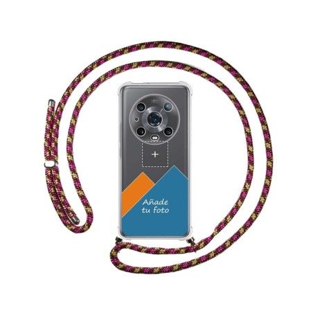 Personaliza tu Funda Colgante Transparente para Huawei Honor Magic 4 Pro 5G con Cordon Rosa / Dorado Dibujo Personalizada