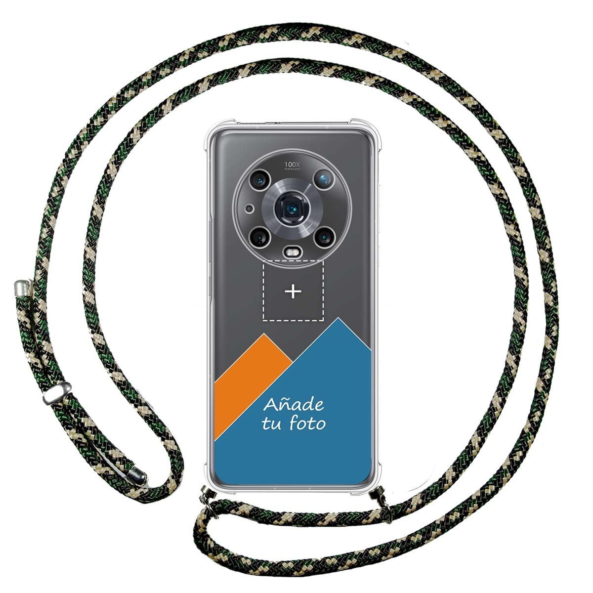 Personaliza tu Funda Colgante Transparente para Huawei Honor Magic 4 Pro 5G con Cordon Verde / Dorado Dibujo Personalizada