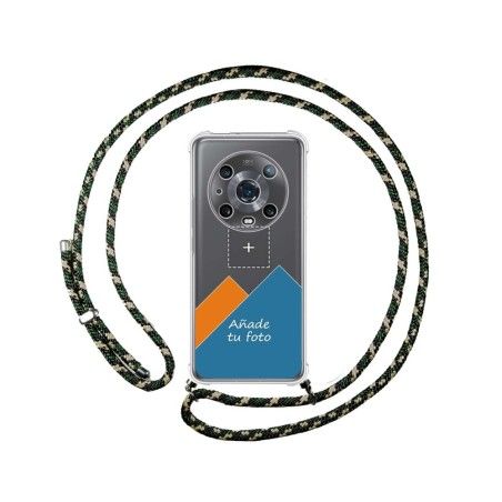 Personaliza tu Funda Colgante Transparente para Huawei Honor Magic 4 Pro 5G con Cordon Verde / Dorado Dibujo Personalizada