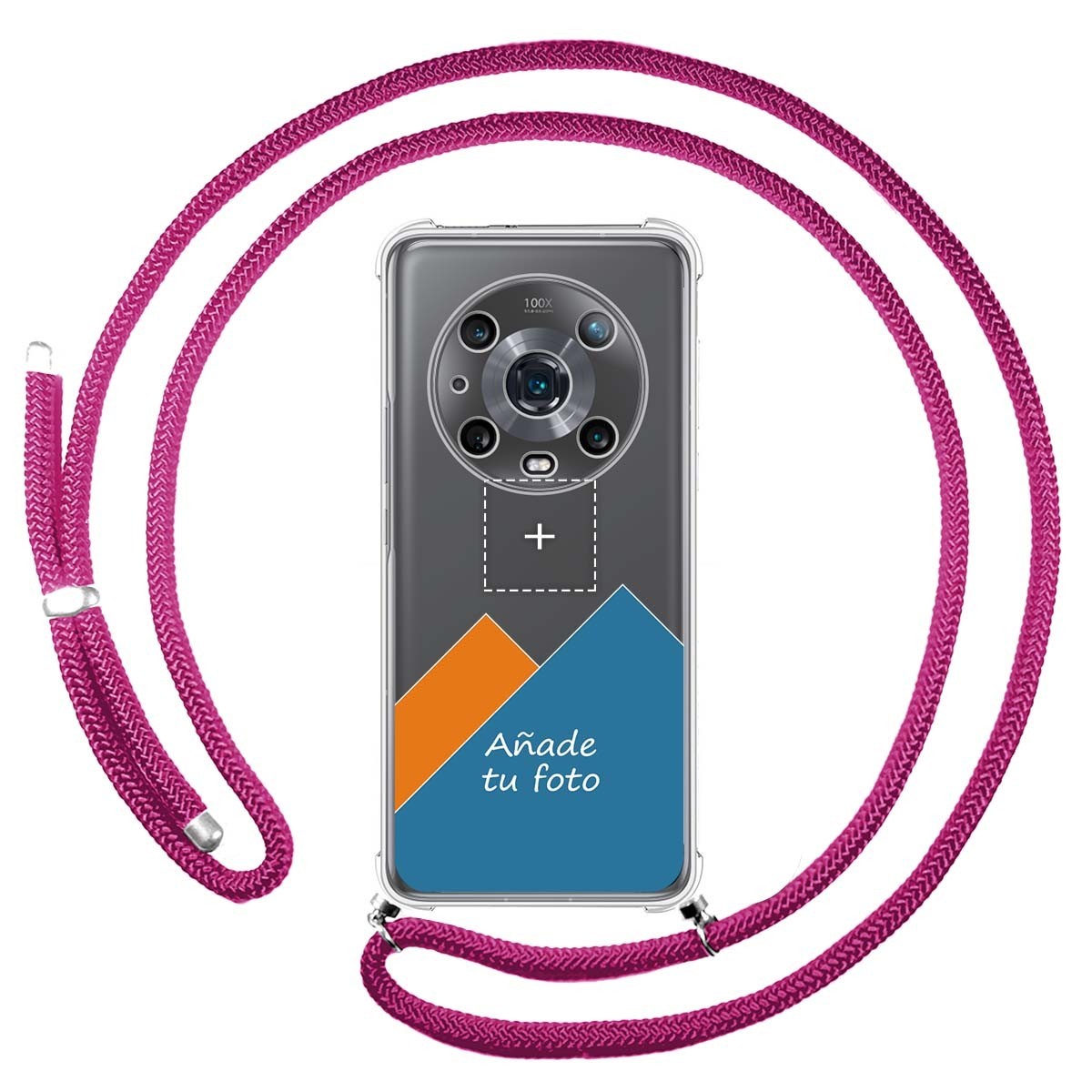 Personaliza tu Funda Colgante Transparente para Huawei Honor Magic 4 Pro 5G con Cordon Rosa Fucsia Dibujo Personalizada