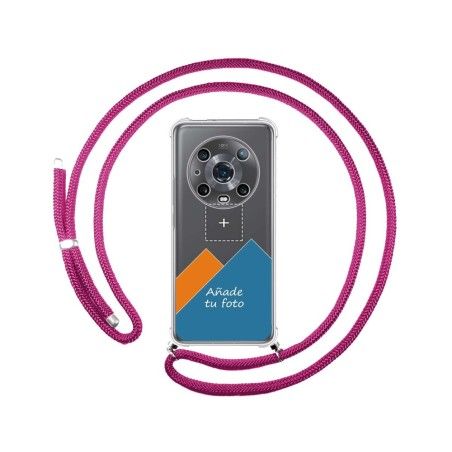 Personaliza tu Funda Colgante Transparente para Huawei Honor Magic 4 Pro 5G con Cordon Rosa Fucsia Dibujo Personalizada