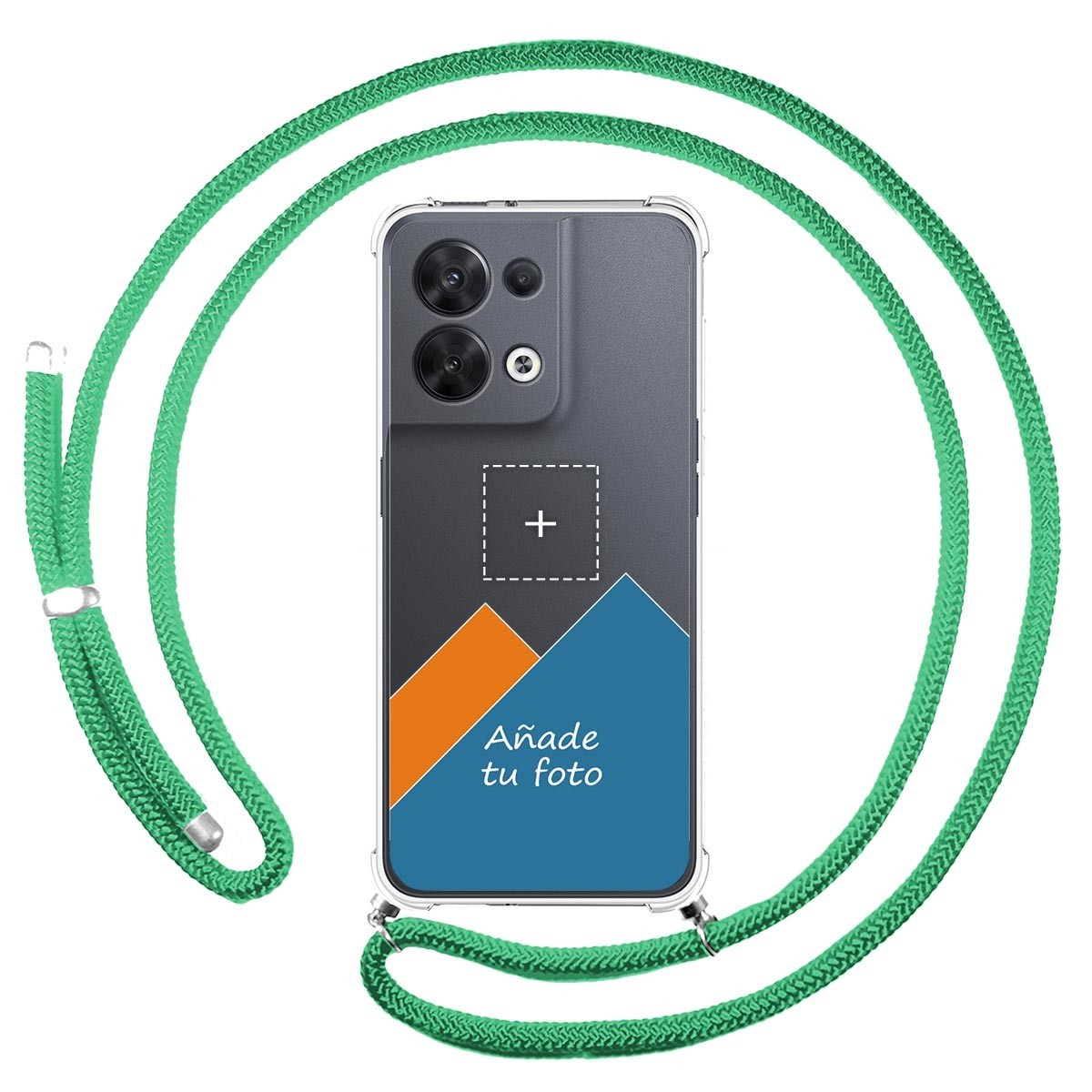 Personaliza tu Funda Colgante Transparente para Oppo Reno 8 5G con Cordon Verde Agua Dibujo Personalizada