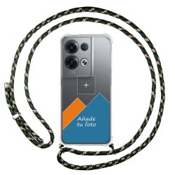 Personaliza tu Funda Colgante Transparente para Oppo Reno 8 Pro 5G con Cordon Verde / Dorado Dibujo Personalizada