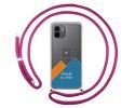 Personaliza tu Funda Colgante Transparente para Xiaomi Redmi A1 con Cordon Rosa Fucsia Dibujo Personalizada