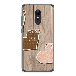 Funda Gel Tpu para Xiaomi Redmi 5 Diseño Corazones Madera Dibujos
