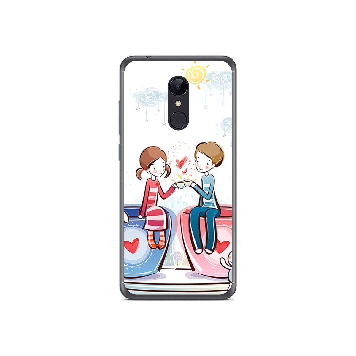 Funda Gel Tpu para Xiaomi Redmi 5 Plus Diseño Cafe Dibujos