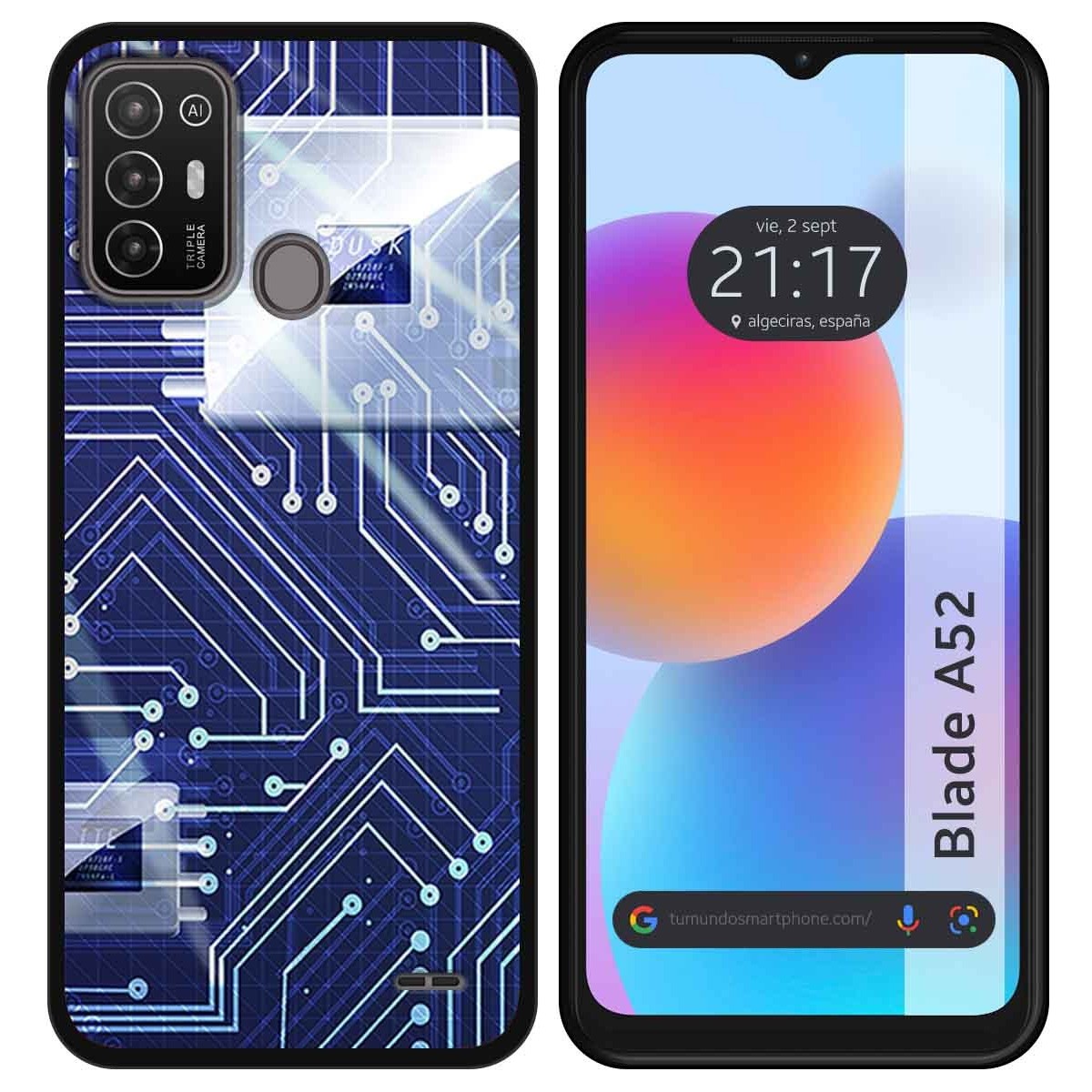 Funda Silicona para ZTE Blade A52 diseño Circuito Dibujos