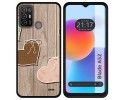 Funda Silicona para ZTE Blade A52 diseño Corazones Madera Dibujos