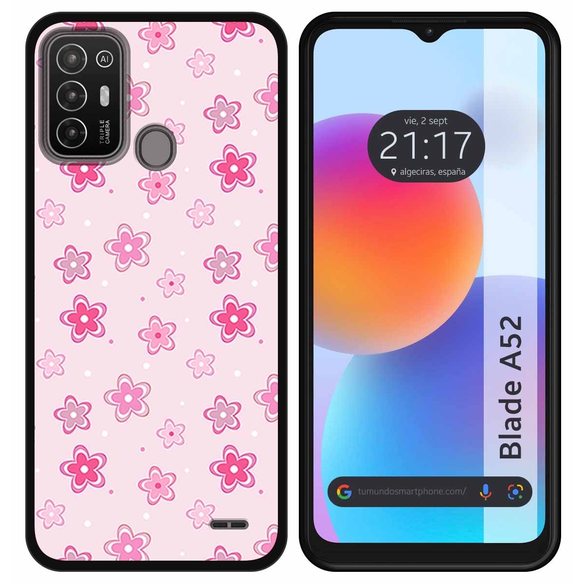 Funda Silicona para ZTE Blade A52 diseño Flores Dibujos
