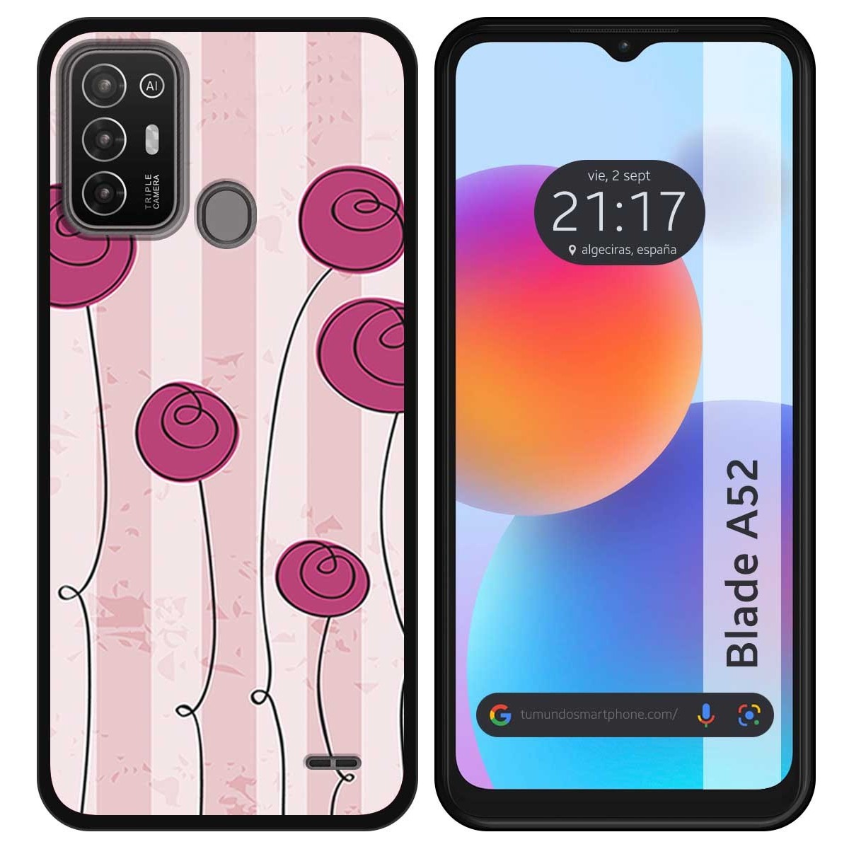 Funda Silicona para ZTE Blade A52 diseño Flores Vintage Dibujos