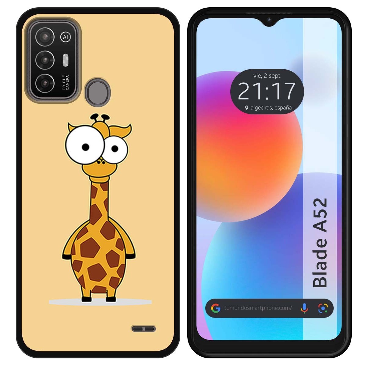 Funda Silicona para ZTE Blade A52 diseño Jirafa Dibujos