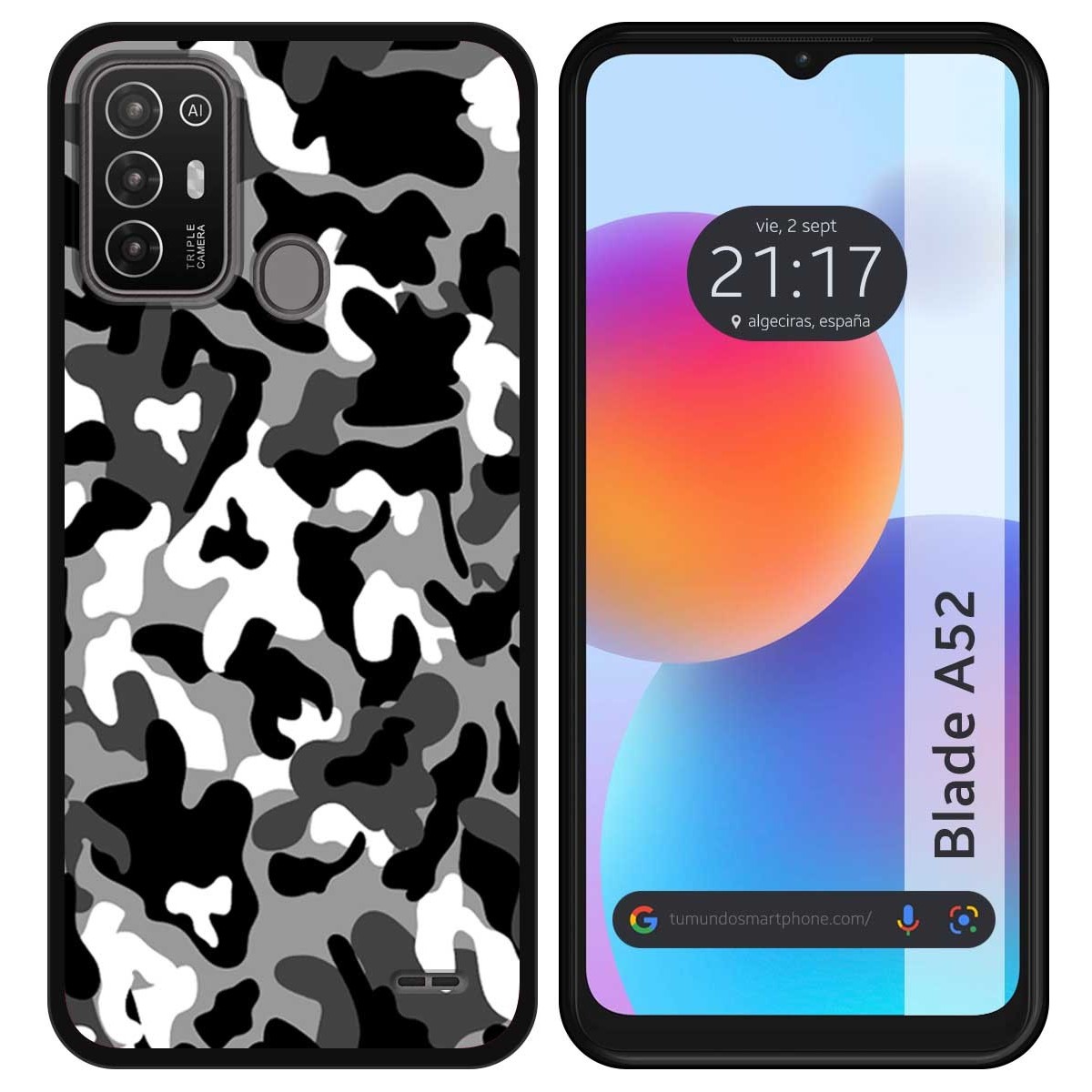 Funda Silicona para ZTE Blade A52 diseño Snow Camuflaje Dibujos