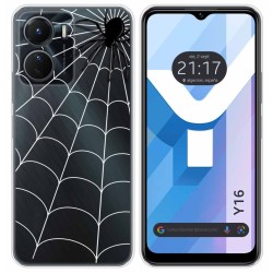 Funda Silicona Transparente para Vivo Y16 diseño Araña Dibujos